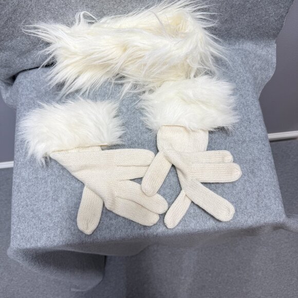 White Synthetic "Fur" Headband and matching gloves. - Picture 4 of 5